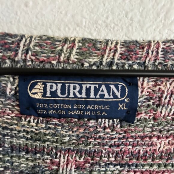Vintage Puritan Sweater 3-D Knit V-Neck Pastel Pullover Dad Grandpa - Picture 9 of 10